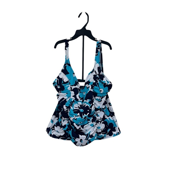 Jamaica Bay Blue Floral Tankini Swim Top size 8 - Picture 1 of 7